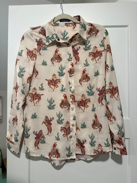 Sheer Cowboy Print Top